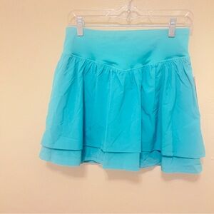 Ebb‎ & Flow Women  blue Built In Bike Short Swimsuit Skort Skirt Sz medium